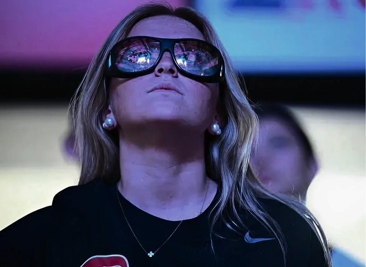 Woman wearing Calm & Clear glasses