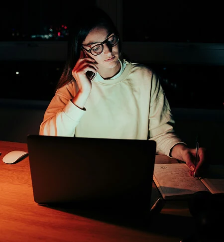 Woman studying with Calm & Clear